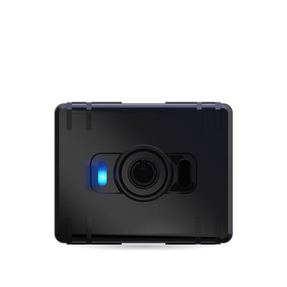 CT-A07 mini asset tracker — straight-on view of the button face
