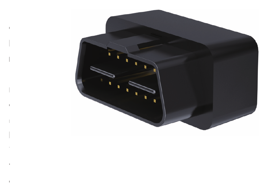 CT-V05 compact OBD GPS tracker — angled view showing OBD-II connector